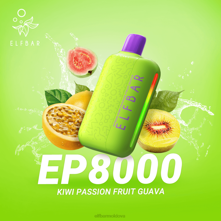 ELFBAR Disposable Vape New EP8000 Puffs Kiwi Passion Fruit Guava 8D8V60
