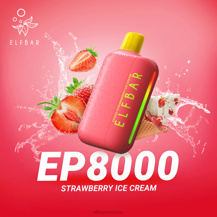 ELFBAR Disposable Vape New EP8000 Puffs Strawberry Ice Cream 8D8V75