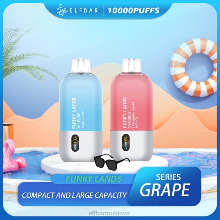 ELFBAR Funky Lands Best Flavor Disposable Vape Vi10000 Grape Series Aloe Grape 8D8V149