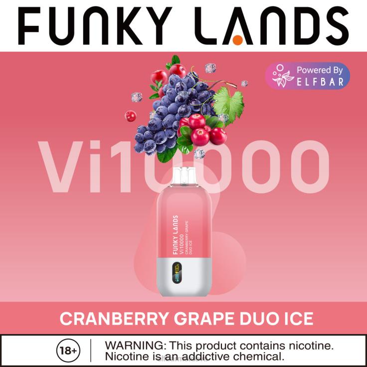 ELFBAR Funky Lands Best Flavor Disposable Vape Vi10000 Iced Series Cranberry Grape Duo Ice 8D8V156
