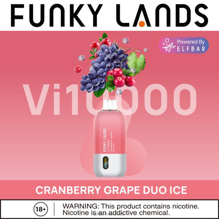 ELFBAR Funky Lands Disposable Vape Vi10000 Puffs Cranberry Grape Duo Ice 8D8V165