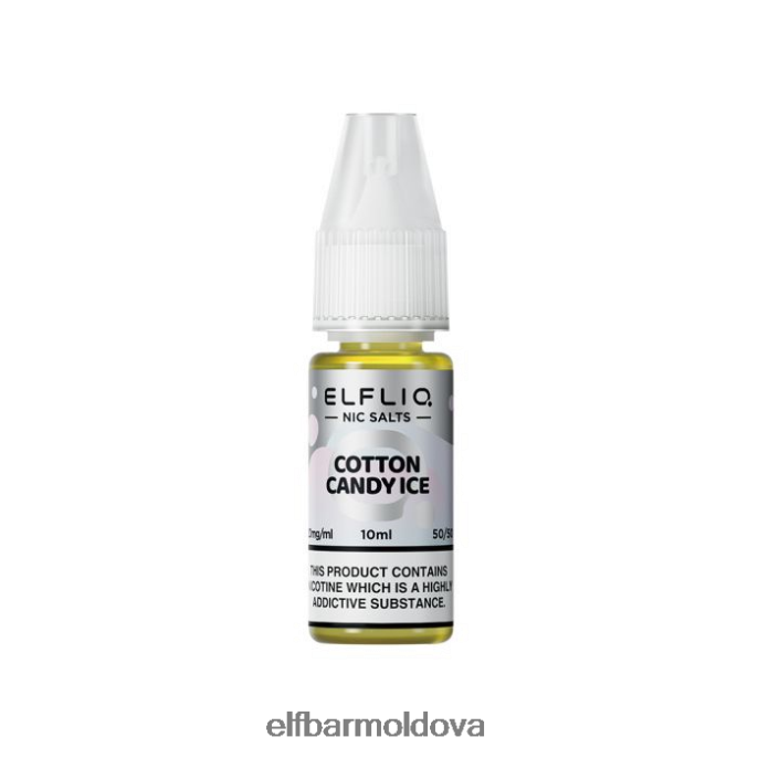 XZ6N213 ELFBAR ELFLIQ Cotton Candy Ice Nic Salts - 10ml-10 mg/ml