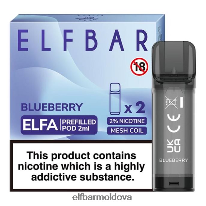 Blueberry Bubble Gum XZ6N126 ELFBAR Elfa Pre-Filled Pod - 2ml - 20mg (2 Pack)