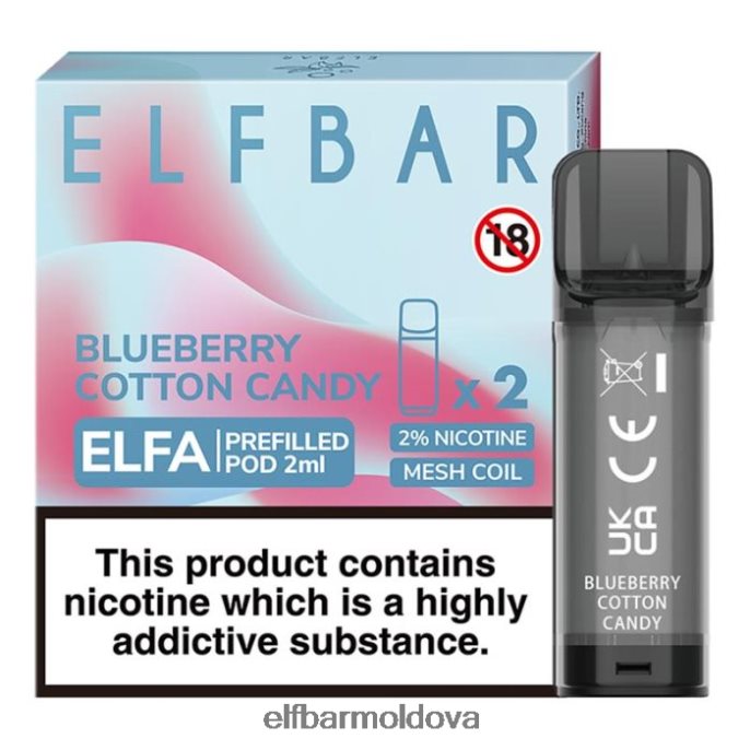 Blueberry Cotton Candy XZ6N124 ELFBAR Elfa Pre-Filled Pod - 2ml - 20mg (2 Pack)