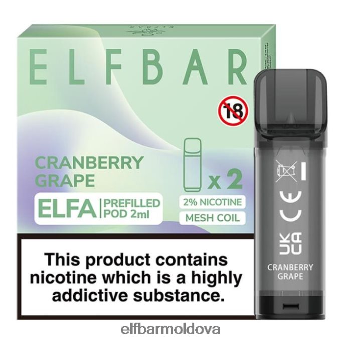 Cranberry Grape XZ6N127 ELFBAR Elfa Pre-Filled Pod - 2ml - 20mg (2 Pack)