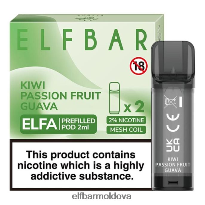 Kiwi Passion Fruit Guava XZ6N117 ELFBAR Elfa Pre-Filled Pod - 2ml - 20mg (2 Pack)