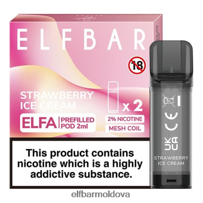 Strawberry Ice Cream XZ6N115 ELFBAR Elfa Pre-Filled Pod - 2ml - 20mg (2 Pack)